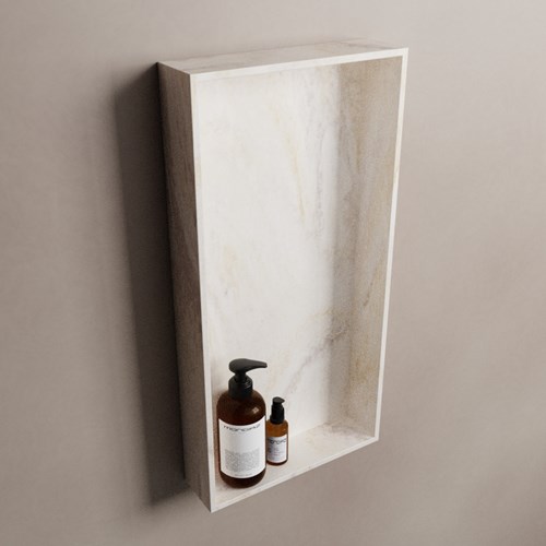 EASY Nis 59,5x29,5cm in solid surface kleur Ostra. 1 vak  geschikt voor in- of opbouw