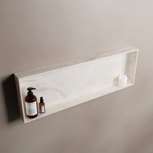 EASY Nis 89,5x29,5cm in solid surface kleur Ostra. 1 vak  geschikt voor in- of opbouw