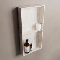 EASY Nis 59,5x29,5cm in solid surface kleur Ostra. 2 vakken geschikt voor in- of opbouw