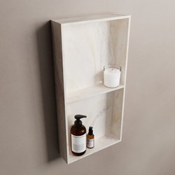 EASY Nis 59,5x29,5cm in solid surface kleur Ostra. 2 vakken geschikt voor in- of opbouw