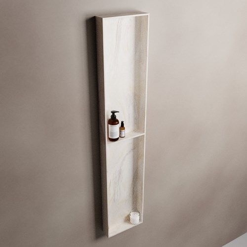 EASY Nis 89,5x29,5cm in solid surface kleur Ostra. 2 vakken geschikt voor in- of opbouw