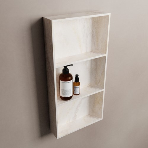 EASY Nis 59,5x29,5cm in solid surface kleur Ostra. 3 vakken  geschikt voor in- of opbouw