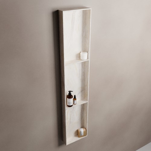 EASY Nis 149,5x29,5cm in solid surface kleur Ostra. 3 vakken  geschikt voor in- of opbouw