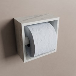 EASY Toilettenpapierhalter CUBE 160 solid surface 16x8,6cm color Opalo. Geeignet für Einbau und Aufbau.