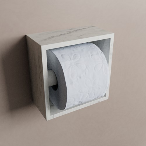 EASY Porte-papier toilette CUBE 160 solid surface 16x8,6cm couleur Opalo. Adapté pour une installation encastrée ou en saillie.