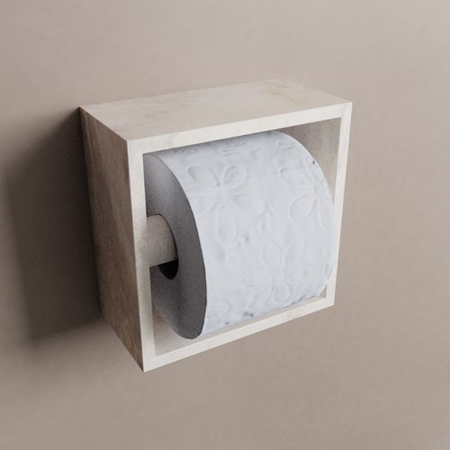 Easy Toiletrolhouder CUBE 160 solid surface 16x8,6cm kleur Ostra. Geschikt voor op en inbouw.
