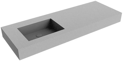 EDGE Plata vrijhangende wastafel 130cm. Positie wasbak Links rand 12cm. 