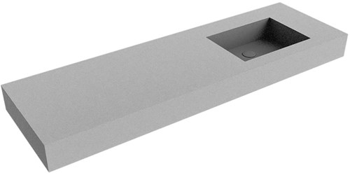 EDGE Plata vrijhangende wastafel 150cm. Positie wasbak Rechts rand 12cm. 