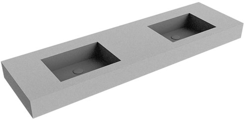 EDGE Plata vrijhangende wastafel 160cm. Positie wasbak Dubbel rand 12cm. 