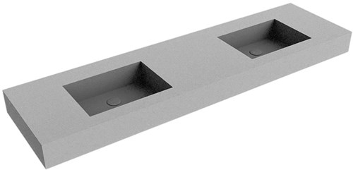 EDGE Plata vrijhangende wastafel 170cm. Positie wasbak Dubbel rand 12cm. 