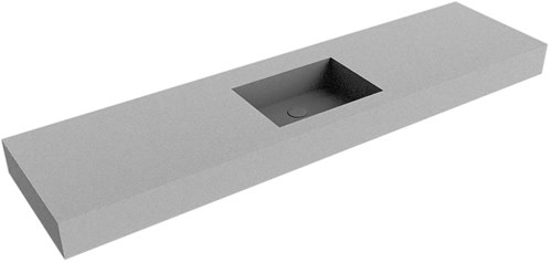 EDGE Plata vrijhangende wastafel 181cm. Positie wasbak Midden rand 12cm. 
