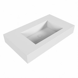 EDGE Talc Lavabo mural solid surface 81cm. Position lavabo Centrée rebord 12cm.