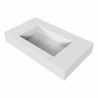EDGE Talc Lavabo suspendido de solid surface 80cm. Posición del fregadero Centro borde de 12cm de alto.-3