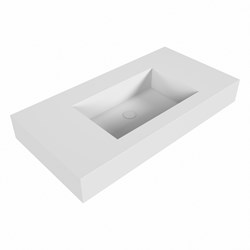 EDGE Talc Lavabo mural solid surface 90cm. Position lavabo Centrée rebord 12cm.