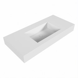EDGE Talc Lavabo mural solid surface 101cm. Position lavabo Centrée rebord 12cm.