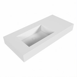 EDGE Talc Lavabo mural solid surface 101cm. Position lavabo Gauche rebord 12cm.