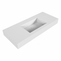 EDGE Talc Lavabo mural solid surface 110cm. Position lavabo Centrée rebord 12cm.