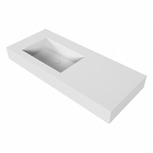EDGE Talc Lavabo sospeso à parete solid surface 111cm. Posizione lavabo Links bordo 12cm.-3