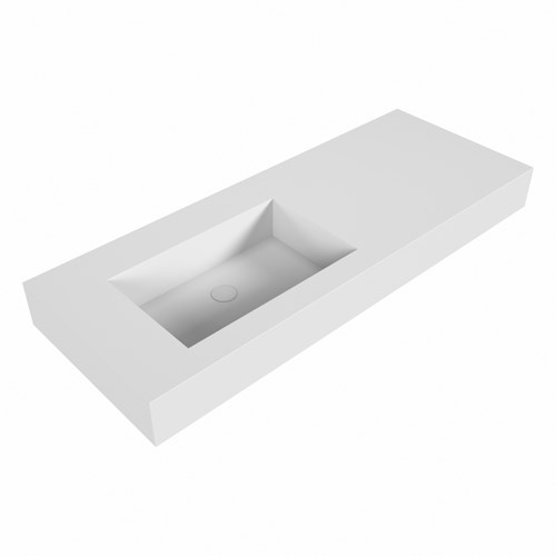 EDGE Talc Lavabo sospeso à parete solid surface 120cm. Posizione lavabo Links bordo 12cm.