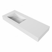 EDGE Talc freihängend Waschtisch aus solid surface (mineralwerkstoff) 120cm. Waschbeckenposition Links rand 12cm hoch.-3