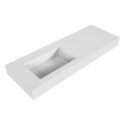 EDGE Talc Lavabo mural solid surface 130cm. Position lavabo Gauche rebord 12cm.