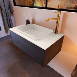 ERIN 80cm mobili da bagno Antracite con 1 cassetto. Lavabo RIDGE Centro 1 trou pour robinetter colore Linen.