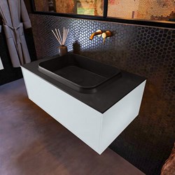 ERIN 80cm mobili da bagno Clay con 1 cassetto. Lavabo RIDGE Centro sans trou pour robinet colore Urban.