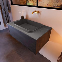 ERIN 80cm mobili da bagno Dark Brown con 1 cassetto. Lavabo RIDGE Centro sans trou pour robinet colore Dark Grey.
