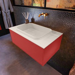 ERIN 80cm mobili da bagno Fire con 1 cassetto. Lavabo RIDGE Centro sans trou pour robinet colore Linen.