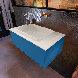 ERIN 80cm mobili da bagno Jeans con 1 cassetto. Lavabo RIDGE Centro sans trou pour robinet colore Linen.