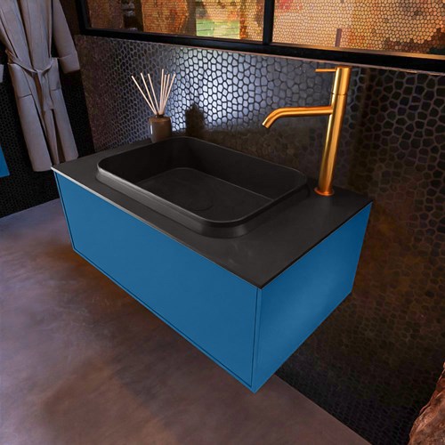 ERIN 80cm mueble de baño color Jeans 1 cajón. Lavabo RIDGE Centro 1 orificio color Urban.