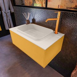 ERIN 80cm mobili da bagno Ocher con 1 cassetto. Lavabo RIDGE Centro 1 trou pour robinetter colore Linen.