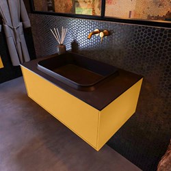 ERIN 80cm mobili da bagno Ocher con 1 cassetto. Lavabo RIDGE Centro sans trou pour robinet colore Urban.