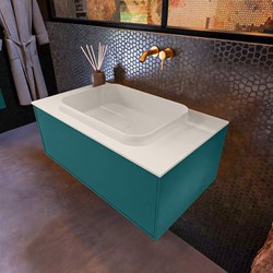 ERIN 80cm mobili da bagno Smag con 1 cassetto. Lavabo RIDGE Centro sans trou pour robinet colore Linen.