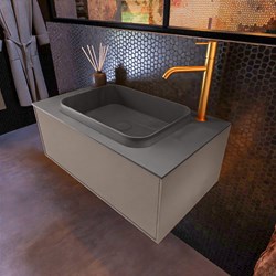 ERIN 80cm mobili da bagno Smoke con 1 cassetto. Lavabo RIDGE Centro 1 trou pour robinetter colore Dark Grey.