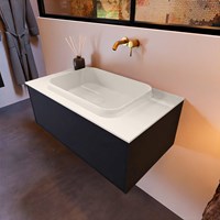ERIN 80cm mobili da bagno Urban con 1 cassetto. Lavabo RIDGE Centro sans trou pour robinet colore Linen.