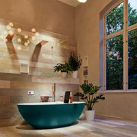 FLOAT freistehende Badewanne solid surface 170x80cm farbe Smag / Talc.