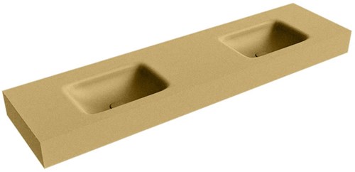 GRUNNE Oro vrijhangende wastafel 161cm. Positie wasbak Dubbel rand 12cm. 