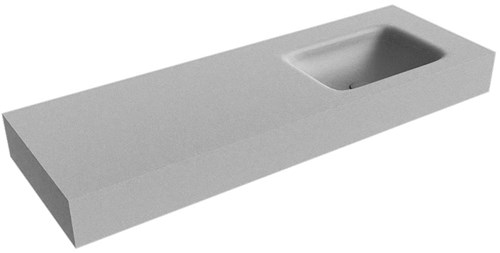 GRUNNE Plata vrijhangende wastafel 121cm. Positie wasbak Rechts rand 12cm. 