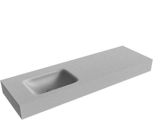 GRUNNE Plata vrijhangende wastafel 130cm. Positie wasbak Links rand 12cm. 