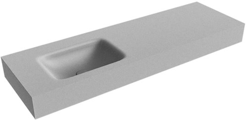 GRUNNE Plata vrijhangende wastafel 131cm. Positie wasbak Links rand 12cm. 
