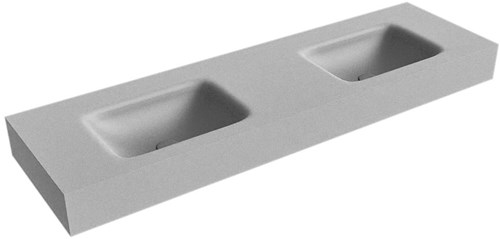 GRUNNE Plata vrijhangende wastafel 141cm. Positie wasbak Dubbel rand 12cm. 