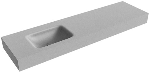 GRUNNE Plata vrijhangende wastafel 150cm. Positie wasbak Links rand 12cm. 