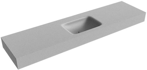 GRUNNE Plata vrijhangende wastafel 161cm. Positie wasbak Midden rand 12cm. 
