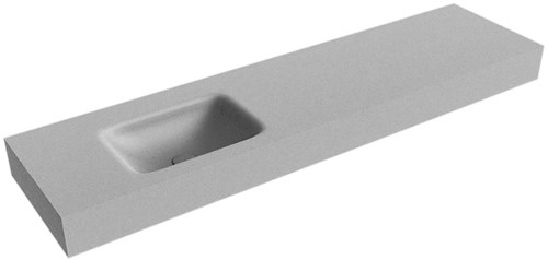 GRUNNE Plata vrijhangende wastafel 161cm. Positie wasbak Links rand 12cm. 