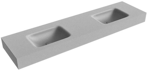 GRUNNE Plata vrijhangende wastafel 161cm. Positie wasbak Dubbel rand 12cm. 
