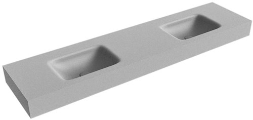 GRUNNE Plata vrijhangende wastafel 171cm. Positie wasbak Dubbel rand 12cm. 