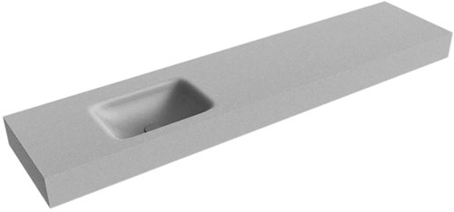 GRUNNE Plata vrijhangende wastafel 181cm. Positie wasbak Links rand 12cm. 