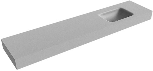 GRUNNE Plata vrijhangende wastafel 181cm. Positie wasbak Rechts rand 12cm. 