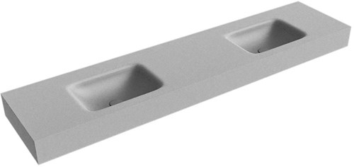 GRUNNE Plata vrijhangende wastafel 180cm. Positie wasbak Dubbel rand 12cm. 
